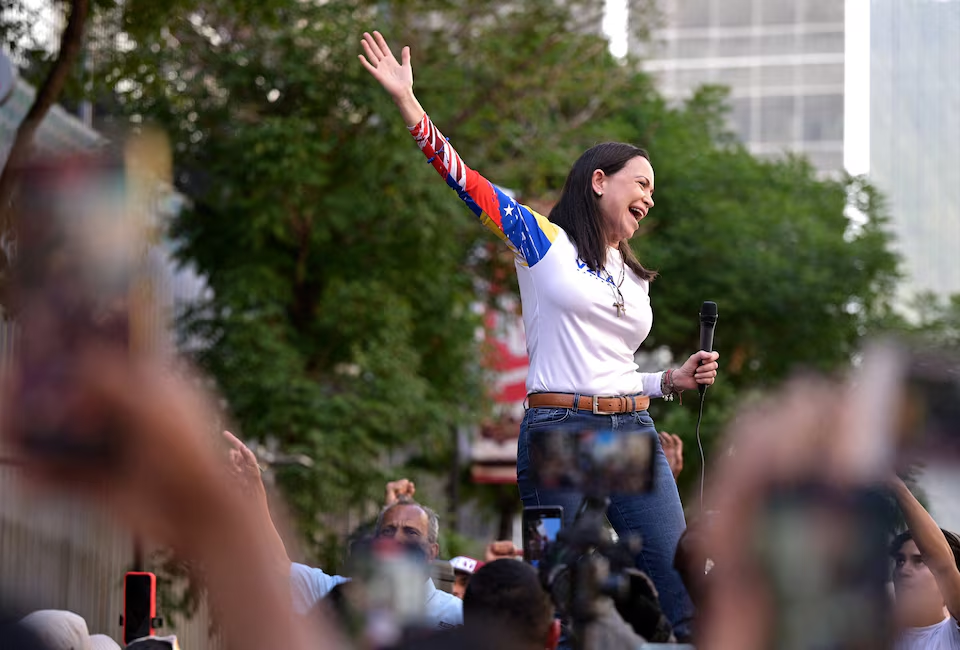 the opposition leader in Venezuela, dedicates his Nobel Peace Prize to Trump